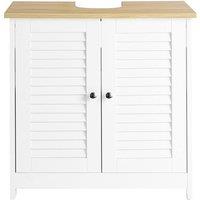 SoBuy Under Sink Bathroom Cabinet - 2 Shutter Doors - For Pedestal Sink in Natural White
