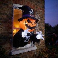 Garden Greatness Light Up Inflatable Pumpkin Witch Halloween Window Decoration | Size: 1 Pack