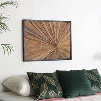 Wyld and Coco Teak Sunburst Wall Decor - Handcrafted Untreated Wood Natural Finish in Brown