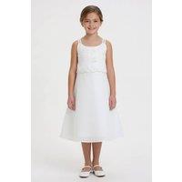 Cinda Girl's Satin Floral Party Dress in Off-White | Size: 6-7 Years