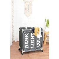 ExtraStar Rolling Laundry Cart with Color-Coded Compartments in Grey