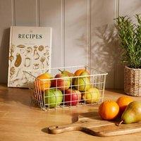 OHS Metal Wire Food Storage Basket Multipurpose Pantry Organiser Kitchen in Cream | Size: 2 Pack