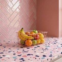 OHS Metal Wire Food Storage Basket Multipurpose Pantry Organiser Kitchen in Pink | Size: 2 Pack