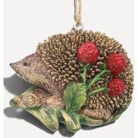 Stella Graham Hedgehog with Berries Resin Hanging Christmas Decoration in Red