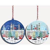 Stella Graham Set of 2 London design disc Christmas tree decorations