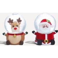 Stella Graham Santa & Reindeer Christmas Snow Globes, Set of Two in Red