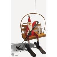 shoeless . Santa on Chair Lift Metal Christmas Tree Decoration, 17 x 8 cm
