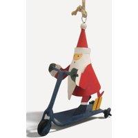 shoeless . Whizzing Santa on Scooter Metal Christmas Tree Decoration