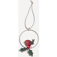 shoeless . Robin in Gold Hoop with Holly Christmas Tree Decoration