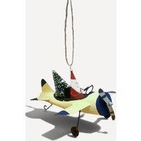 shoeless . Metal Santa Aeroplane Christmas Tree Decoration