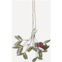 shoeless . Mistletoe Branch with Robin Metal Christmas Tree Decoration