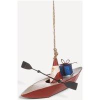shoeless . Santa in Kayak Christmas Tree Decoration hand-painted metal ornament