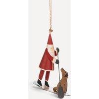 shoeless . Santa & Dog on Surfboard Metal Christmas Tree Decoration