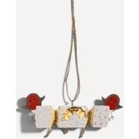 shoeless . Metal Cracker with Robins Christmas Tree Ornament, Metal, One Size in White