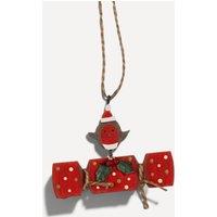 shoeless . Robin on Cracker Metal Christmas Tree Ornament in Red