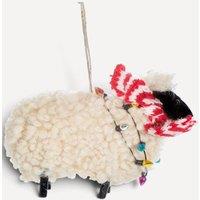 Sass & Belle Wooly Sheep with Fairy Lights Hanging Christmas Decoration in White