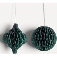 Sass & Belle Set of 2 Honeycomb Christmas Tree Decorations - Forest Green in Bottle Green | Size: 2 Pack