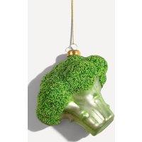 Sass & Belle Glitter Broccoli Christmas Tree Decoration, Glass Ornament in Green