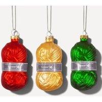 Sass & Belle Set of 3 Knitting Wool Glass Christmas Decorations | Size: 3 Pack