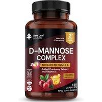 New leaf health D-Mannose With Cranberry & Vitamin C 2000mg p/s - 180 Capsules in Dark Brown