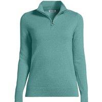 Lands' End Women's Cashmere Quarter Zip Jumper in Teal | Size: Small
