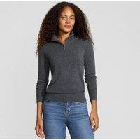 Lands' End Women's Cashmere Quarter Zip Jumper in Dark Grey | Size: Large