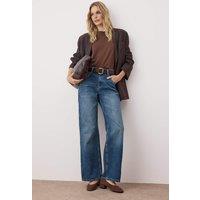 WOVCOR Women's Vintage High Waisted Wide Leg Jeans in Mid Blue | Size: 10