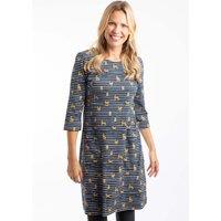 Weird Fish Women's Starshine Printed Jersey Dress in Mid Navy | Size: 10