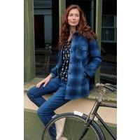 Weird Fish Women's Autumn Check Fleece Shacket in Blue | Size: 16