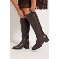 Yours Women's Block Heel Knee High Boots in Wide E & Extra Wide EEE Fit in Chocolate | Size: 4EEE