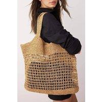 WOVCOR Women's Crochet Straw Large Beach Tote Bag in Camel