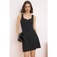 WOVCOR Women's Notch Neck Sleeveless A-Line Mini Dress with Structured Fit in Black | Size: 12