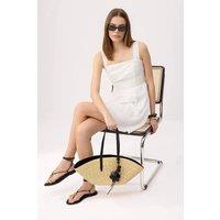 WOVCOR Women's Square Neck Wide Strap Skater Mini Broderie Dress in White | Size: 10