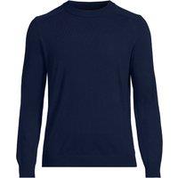 Lands' End Men's Pure Merino Wool Crew Neck Jumper in Dark Navy | Size: Large