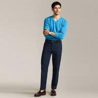 Lands' End Men's Non-iron Chinos, Flat front, Comfort Waist in Dark Navy | Size: 33R