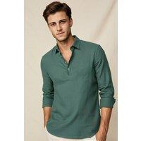 WOVCOR Men's Regular Fit Long Sleeve Half Placket Shirt in Dark Green | Size: Small