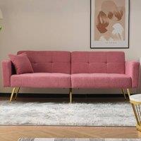 Rolipo Pink Sherpa Sofa Bed 2 Seater Futon with Adjustable Backrest Angles