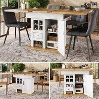 Rolipo Extendable Dining Table 4-6 Seater with Wine Rack Space Saving in White