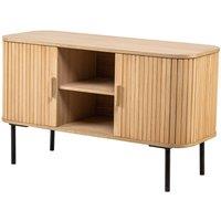 Nordlys Scandinavian Solid Wood TV Stand with 2 Doors in Brown
