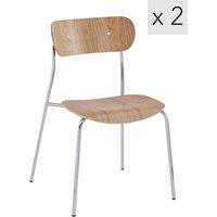 Nordlys Set of 2 Industrial Metal Wood Dining Chairs in Brown