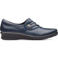 Clarks Women's Hope Roxanne Navy Slip Ons in Blue | Size: 4-Standard Fit
