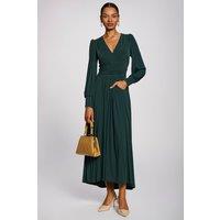 Jolie Moi Women's Long Sleeve Soft Jersey Maxi Dress in Green | Size: 20
