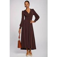 Jolie Moi Women's Long Sleeve Soft Jersey Maxi Dress in Brown | Size: 20