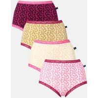 British Boxers Women's Pack of Four Leopard Rose Bamboo Lace Full Briefs | Size: 16