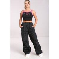 Hell Bunny Women's Nickel Baggy Style Black Trousers Green | Size: Small