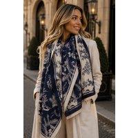 Lemon Daisy Accessories Women's Isabel Winter Shawl Scarf in Navy