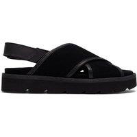 Clarks Women's Meare Cross Black Suede Flat Sandals | Size: 5-Standard Fit