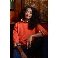 Weird Fish Women's Arlen Textured Crew Neck Jumper in Burnt Orange | Size: 22