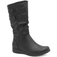 Pavers Women's Slouched Design Long Boots in Black | Size: 4