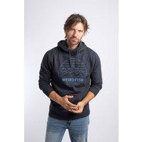 Weird Fish Men's Wills Front Print Graphic Popover Hoodie in Dark Navy | Size: Small
